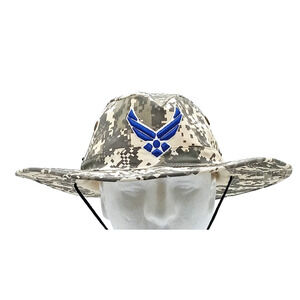 Boonie Hat Air Force Wing Patch Camo 100% Cotton Military Logo Sz. Small /Medium